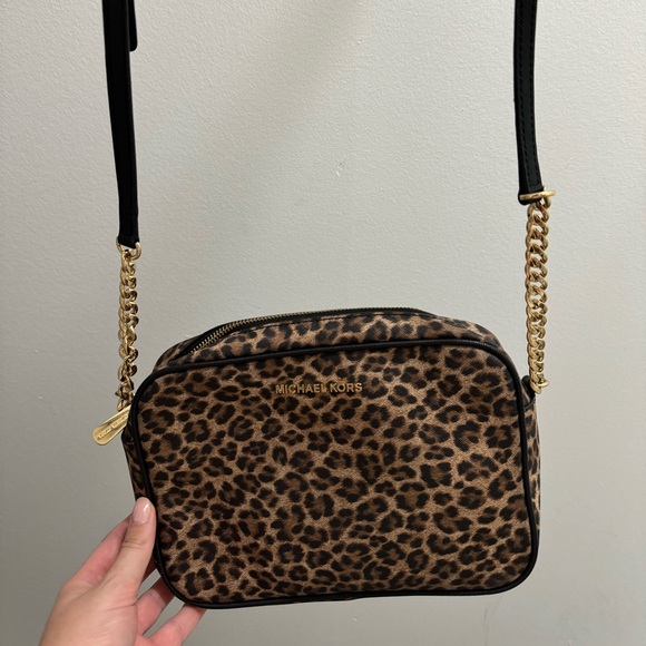 Michael Kors Cheetah Print Leather Crossbody Bag - Picture 2 of 5
